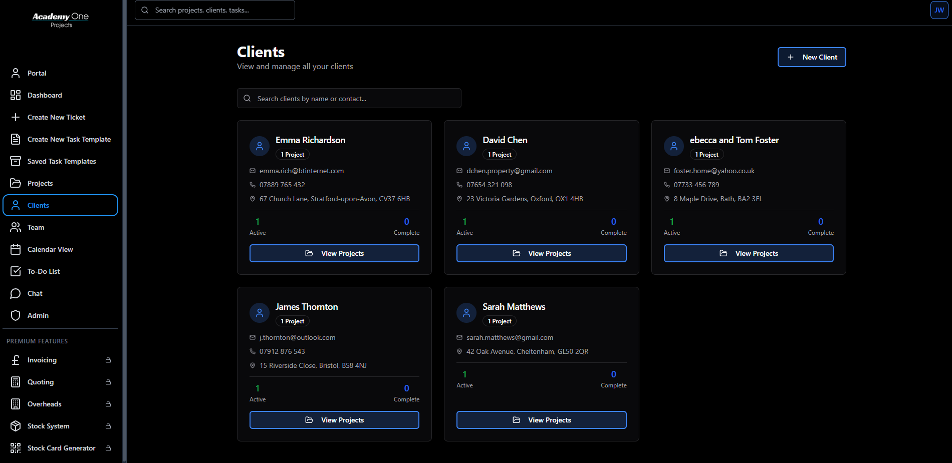 Client Management - View and manage all your clients